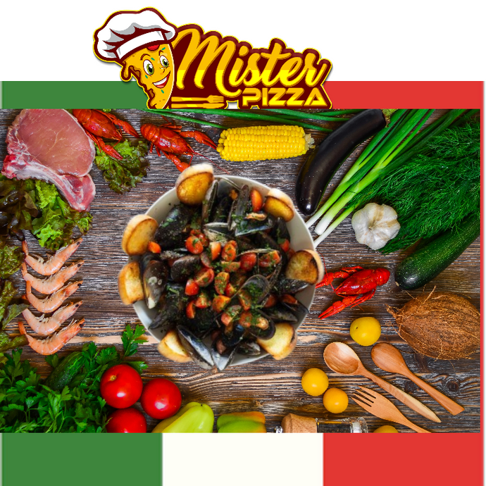 63. Fresh Mussels with Tomato or White Wine Sauce with Baguette
